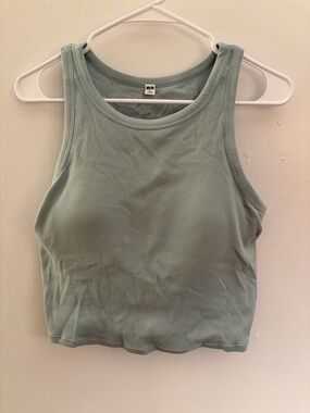 Uniqlo Women’s Ribbed Tank Top wit Built in Bra - Sage Green